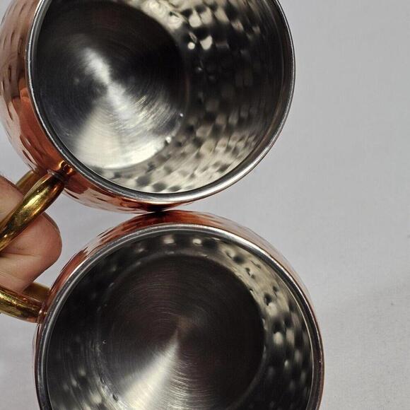 Godinger Hammered Copper Moscow Mule Mugs Cups Set of 2 - Picture 7 of 10